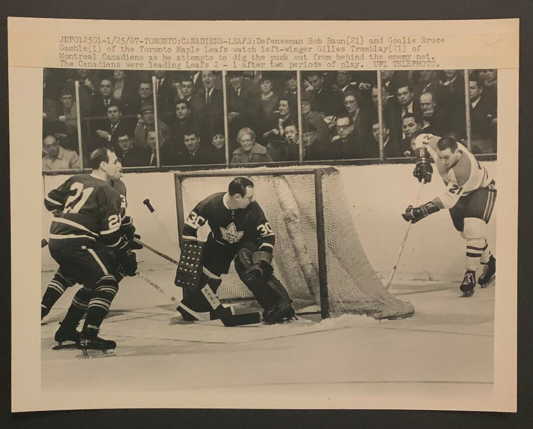 1967 Maple Leaf Gardens UPI Photo NHL Hockey Picture Leafs vs Canadiens Gamble