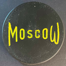 Load image into Gallery viewer, 1979 World Championship Moscow Game Hockey Puck + 7 Team Pins Media Issued
