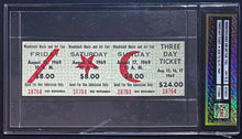 Load image into Gallery viewer, 1969 Woodstock Music And Art Fair Full 3 Day Concert Ticket iCert 9.5 Graded
