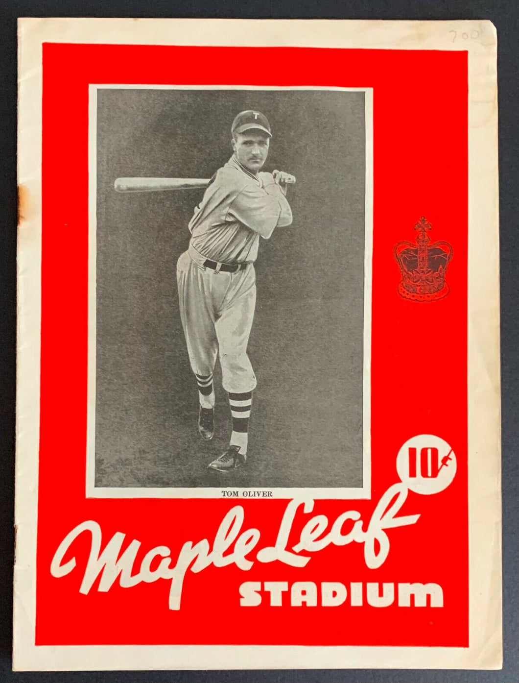 1937 Toronto Maple Leaf Baseball Program vs Jersey City Tom Oliver Cover