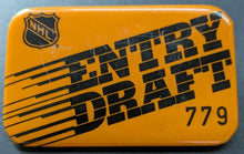 Load image into Gallery viewer, 1980 NHL Entry Draft VIP Press Team Credentials Pinback Button Hockey Vintage
