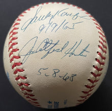 Load image into Gallery viewer, MLB Perfect Game Pitchers Multi Signed American League Baseball x7 Autos JSA LOA
