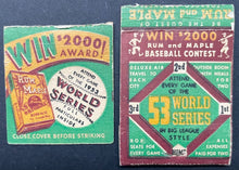 Load image into Gallery viewer, 1953 World Series Vintage Rum And Maple Tobacco Company MLB Empty Matchbook
