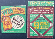 1953 World Series Vintage Rum And Maple Tobacco Company MLB Empty Matchbook