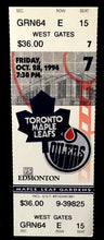 Load image into Gallery viewer, 1994 Toronto Maple Leaf NHL Hockey Regular Season Ticket The Strike Season
