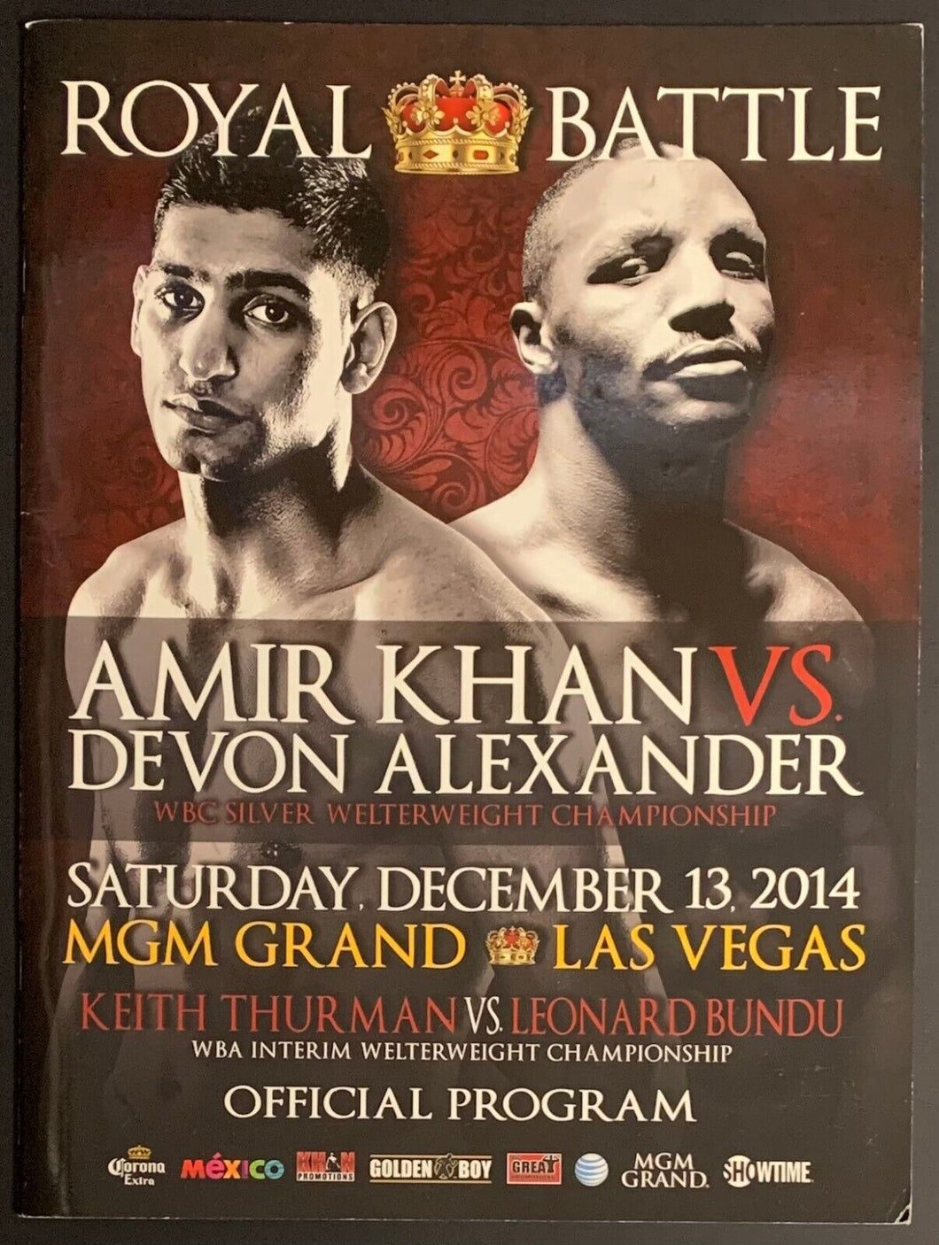 2014 Welterweight Title Fight Boxing Program Amir Khan vs Devon Alexander