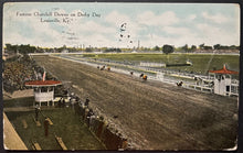 Load image into Gallery viewer, 3 Early 1900s Triple Crown Postcards Churchill Downs Pimlico Belmont Race Tracks
