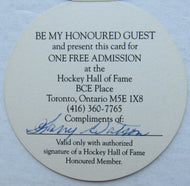 1994 Hockey Hall Of Fame Harry Watson Admission Pass Signed Autographed NHL