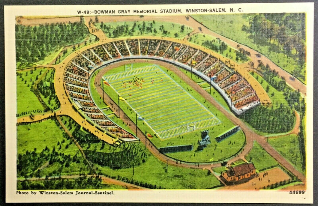 1930's Bowman Gray Memorial Stadium Postcard Football Salem North Carolina