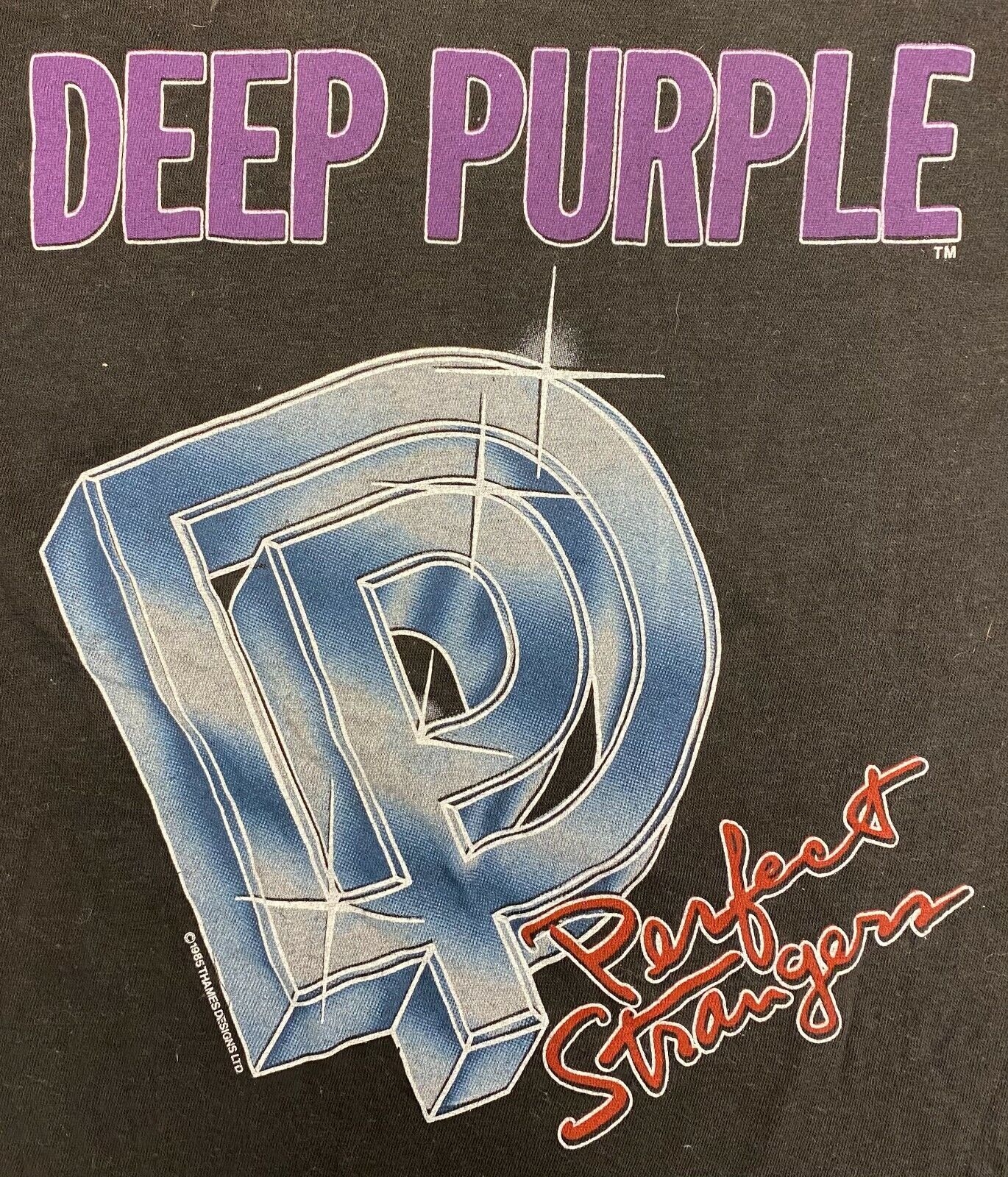 1985 Deep Purple Perfect Stranger Tour Vintage T-Shirt in White, Men's deals (Size L)