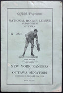 1929-30 NHL Playoff Program New York Rangers Ottawa Senators Newsy Lalonde