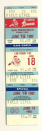 1982 Atlanta Braves Vs San Francisco Giants MLB Baseball Ticket