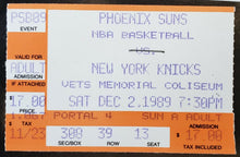 Load image into Gallery viewer, 1989 Vets Memorial Coliseum NBA Program NY Knicks - Phoenix Sun + Ticket P Ewing
