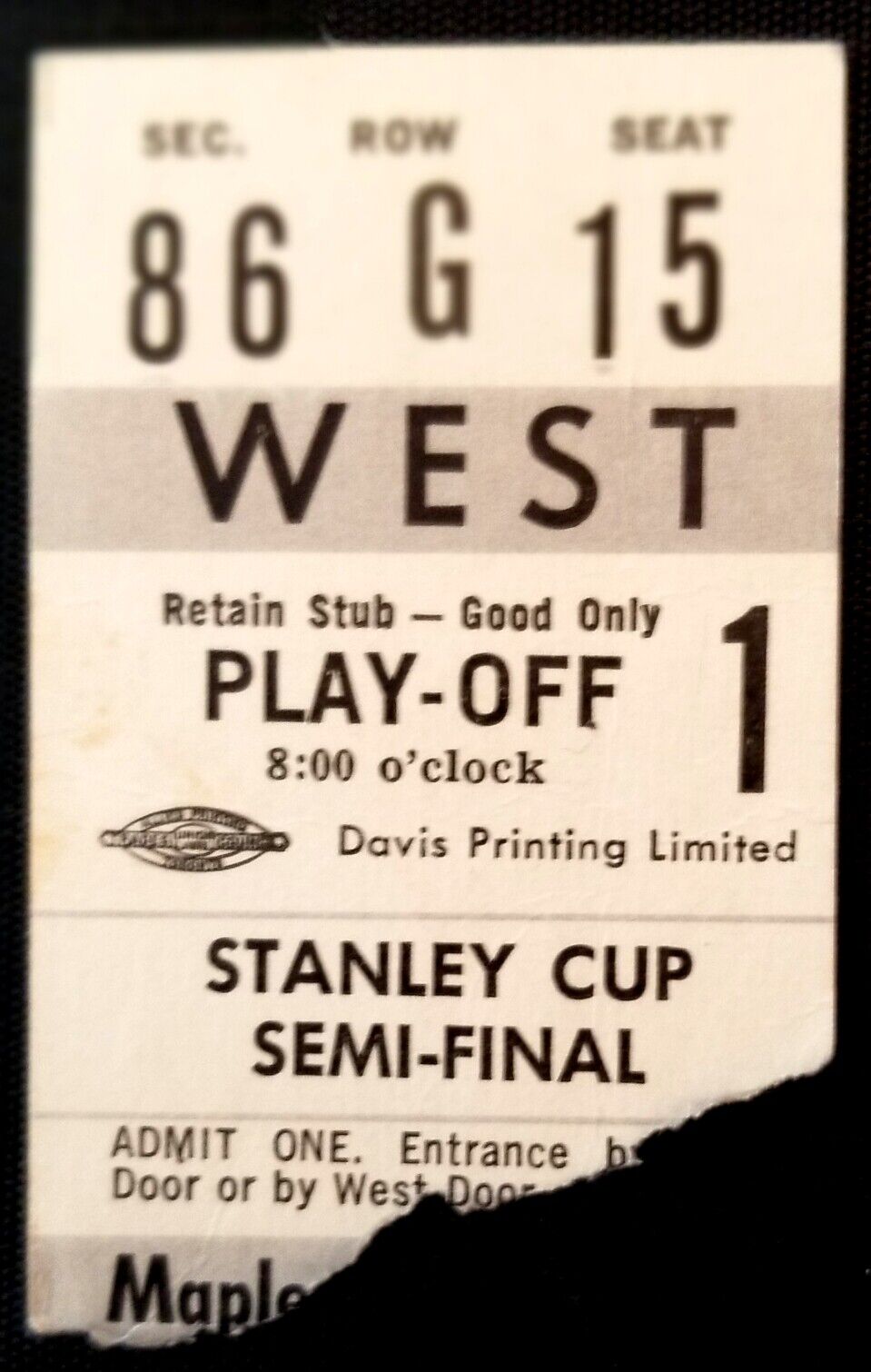 1964 Maple Leaf Gardens Stanley Cup SemiFinals Gm1 Ticket Stub Canadiens Leafs