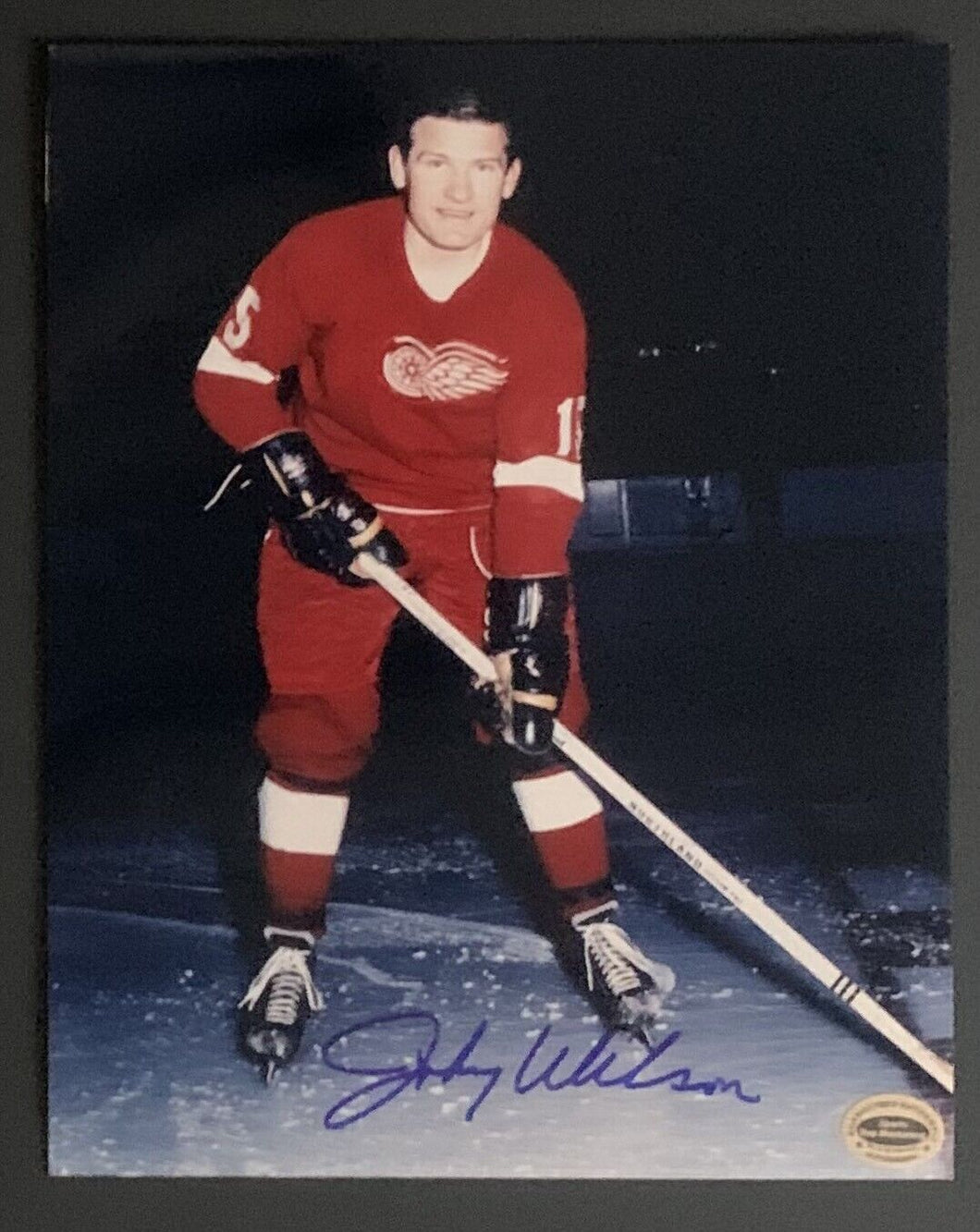 Johnny Wilson Autographed Detroit Red Wings NHL Hockey Photo Signed Picture