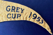 Load image into Gallery viewer, 1953 Grey Cup Game Varsity Stadium Pennant Tiger Cats vs Blue Bombers Rare CFL
