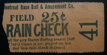 Load image into Gallery viewer, 1907 Vintage Rare MiLB Eastern League Montreal Royals Ticket Stub Atwater Park
