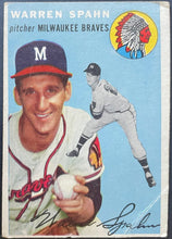 Load image into Gallery viewer, Warren Spahn 1954 Topps #20 Milwaukee Braves Vintage Baseball Trading Card MLB
