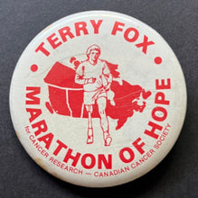 Load image into Gallery viewer, 1980 Terry Fox Marathon Of Hope Button Lot x4 Pinbacks Canadian Cancer Society
