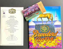 Load image into Gallery viewer, 1994 Breeders Cup Horse Race Racing Lot Program + VIP Menu + Clubhouse Ticket

