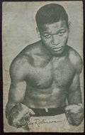 1949 Sugar Ray Robinson Penny Arcade Exhibit Card Vintage Boxing Photo Blankback