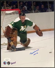 Load image into Gallery viewer, 1970s Minnesota North Stars Gump Worsley NHL Signed Photo Autographed JSA HOF
