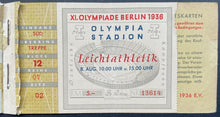 Load image into Gallery viewer, 1936 Berlin Summer Olympics Ticket Book With Ticket Sports Vintage Historical
