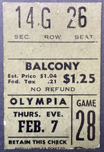 Load image into Gallery viewer, 1952 Detroit Red Wings Montreal Canadiens NHL Hockey Ticket Stub Olympia Stadium
