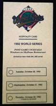 Load image into Gallery viewer, 1992 World Series Baseball Hospitality Card Toronto Blue Jays Vs Atlanta Braves
