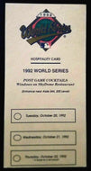 1992 World Series Baseball Hospitality Card Toronto Blue Jays Vs Atlanta Braves
