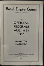 Load image into Gallery viewer, 1930 1st British Empire Games Program Commonwealth Hamilton Tigers Vintage
