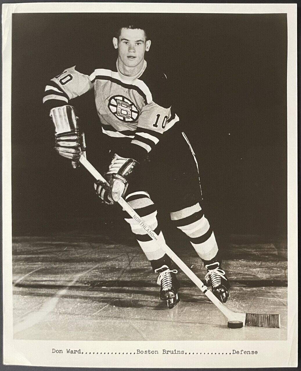 1959-60 Boston Bruins Don Ward Team Issued Type 1 Vintage NHL Hockey Photo