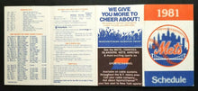 Load image into Gallery viewer, 1981 New York Mets MLB Baseball Pocket Schedule Vintage

