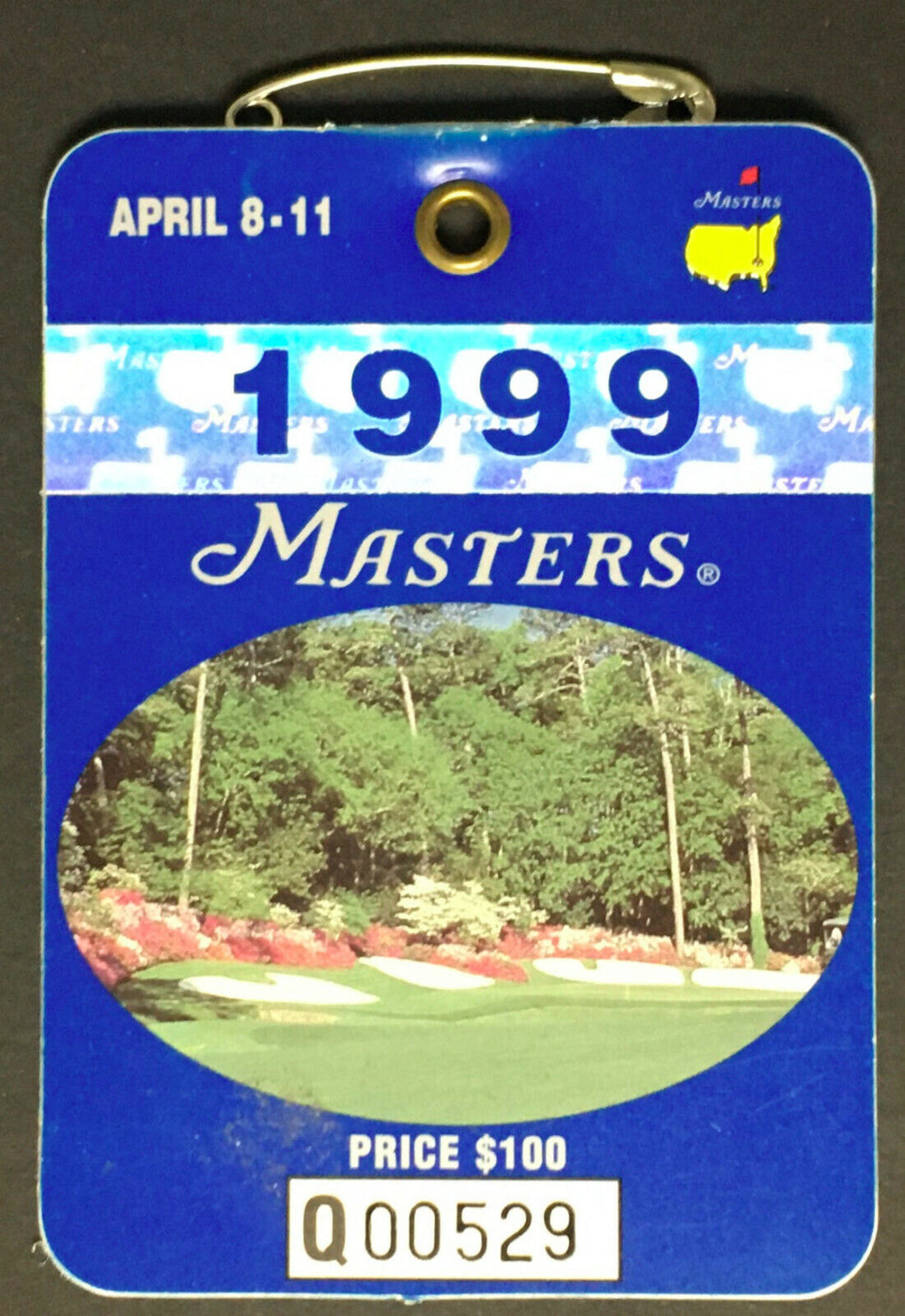 1999 PGA Golf Tournament Badge Augusta National Golf Club Georgia.Vintage