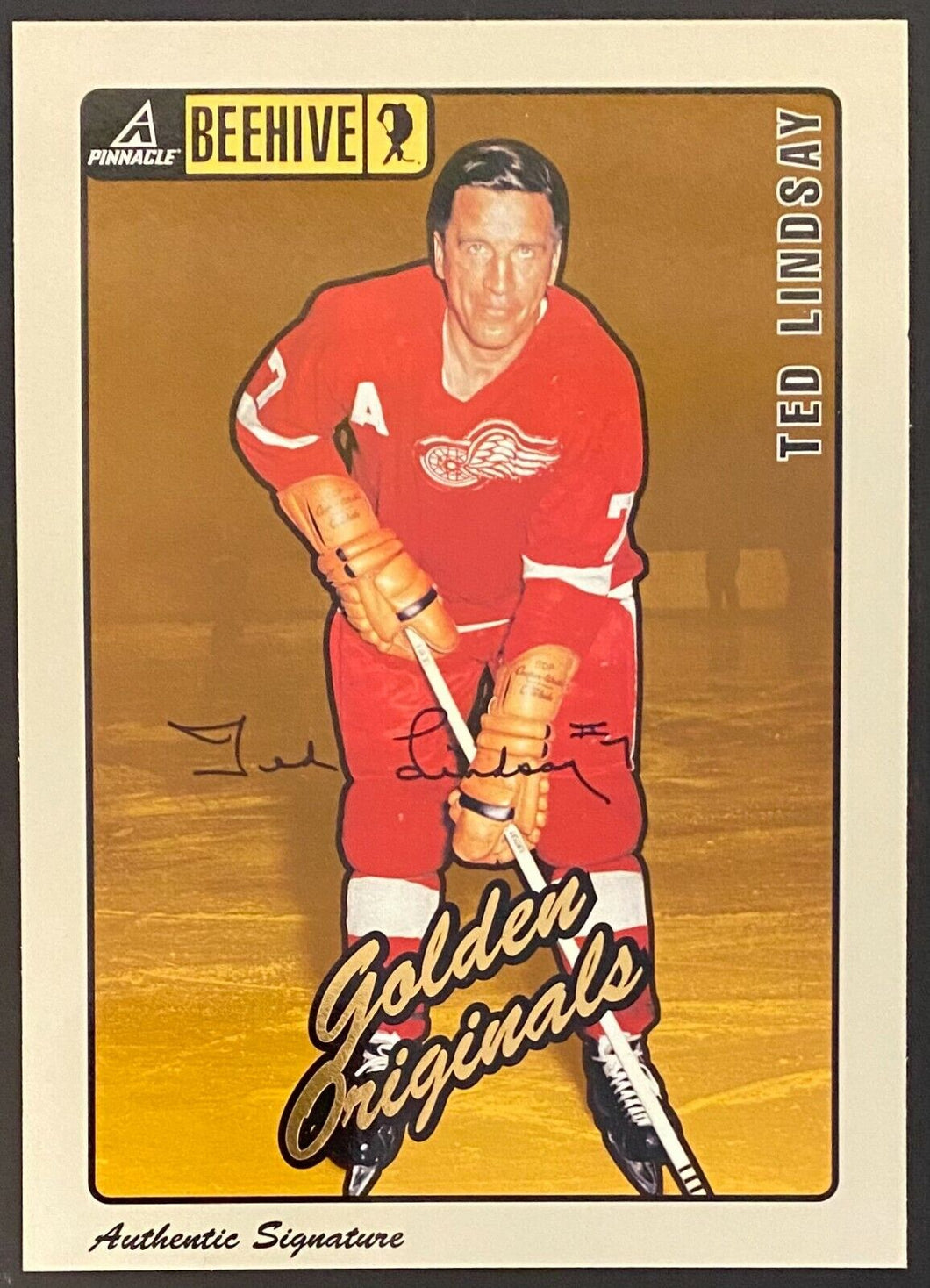 1998 Signed NHL Detroit Red Wings Ted Lindsay Autographed Pinnacle Hockey Card