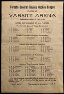 1933 Toronto Senior Hockey League Program Vintage Varsity Arena + News Clippings