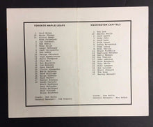 Load image into Gallery viewer, 1976 NHL Exhibition Hockey Program Toronto Maple Leafs Vs Washington Capitals
