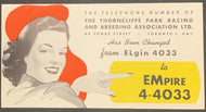 1940's Thorncliffe Park Racing + Breeding Association Vtg Advertising Blotter