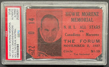 Load image into Gallery viewer, 1937 Howie Morenz Memorial Game Ticket Stub PSA Slabbed NHL Hockey VTG Canadiens
