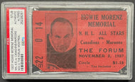 1937 Howie Morenz Memorial Game Ticket Stub PSA Slabbed NHL Hockey VTG Canadiens