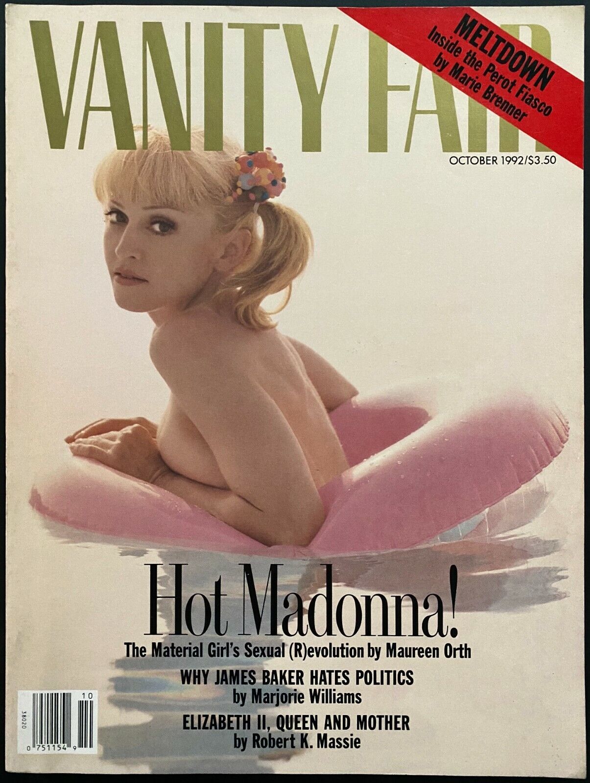 Madonna Sex Book Real - 1992 Vintage Vanity Fair Magazine Issue Cover Featuring Madonna's Sex â€“  Glory Days Sports