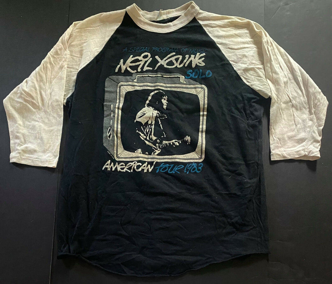 Neil Young A Special Program Of Music 1983 Winter Concert Tour Baseball Shirt