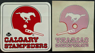 (2) CFL Calgary Stampeders Vintage Decal Canadian c1970 Football Window Sticker