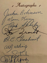 Load image into Gallery viewer, 1956 MLB Vtg Autographed Dinner Program Signed Jackie Robinson + 11 More JSA LOA
