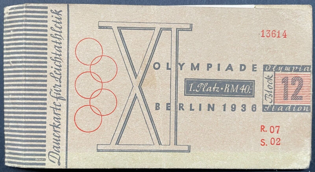 1936 Berlin Summer Olympics Ticket Book With Ticket Sports Vintage Historical