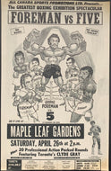 1975 George Foreman vs Five Handbill/Poster Maple Leaf Gardens Boxing Vintage