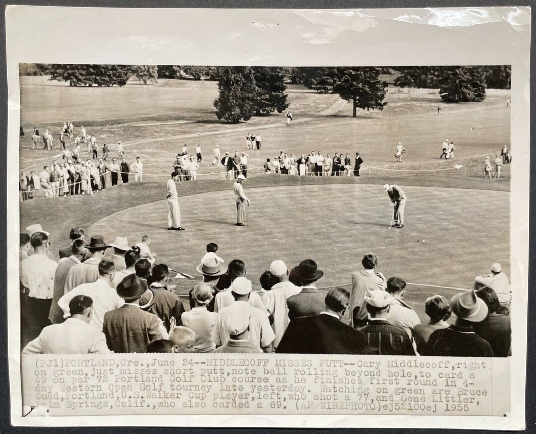 1955 PGA Tour Western Open B&W Wire Photo Gene Littler Golf Sports Vintage
