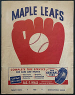 1952 Vintage MiLB Baseball Program Toronto Maple Leafs Rochester Red Wings