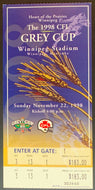1998 Winnipeg Stadium CFL Football 86th Grey Cup Full Ticket Hamilton vs Calgary