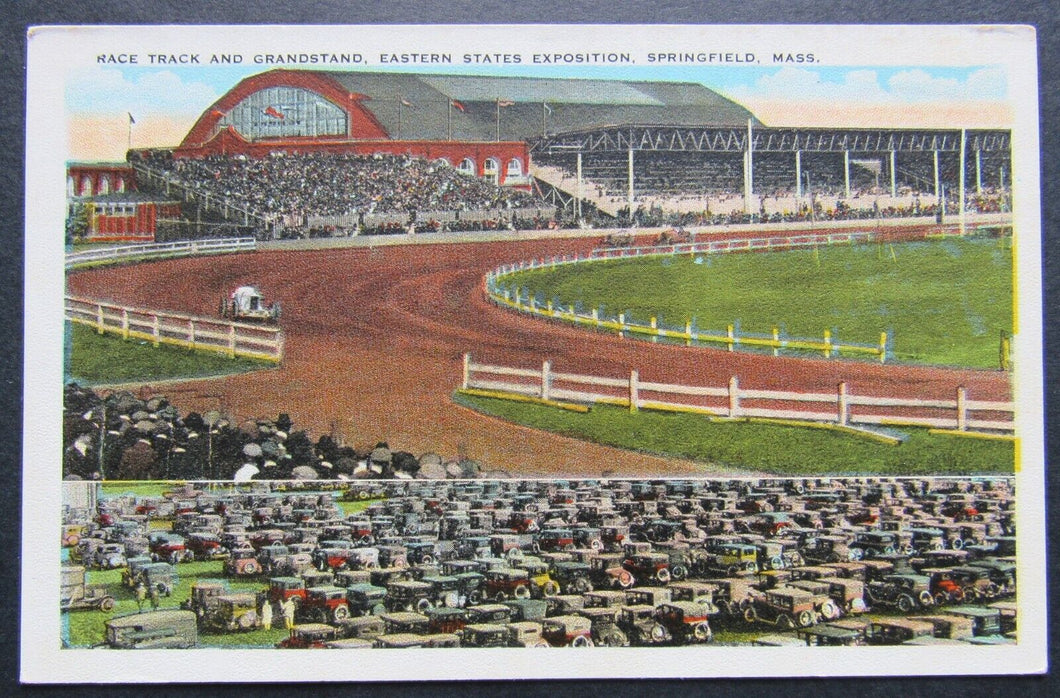 Circa 1920s Automobile Park Racing Track Postcard Springfield Massachusetts